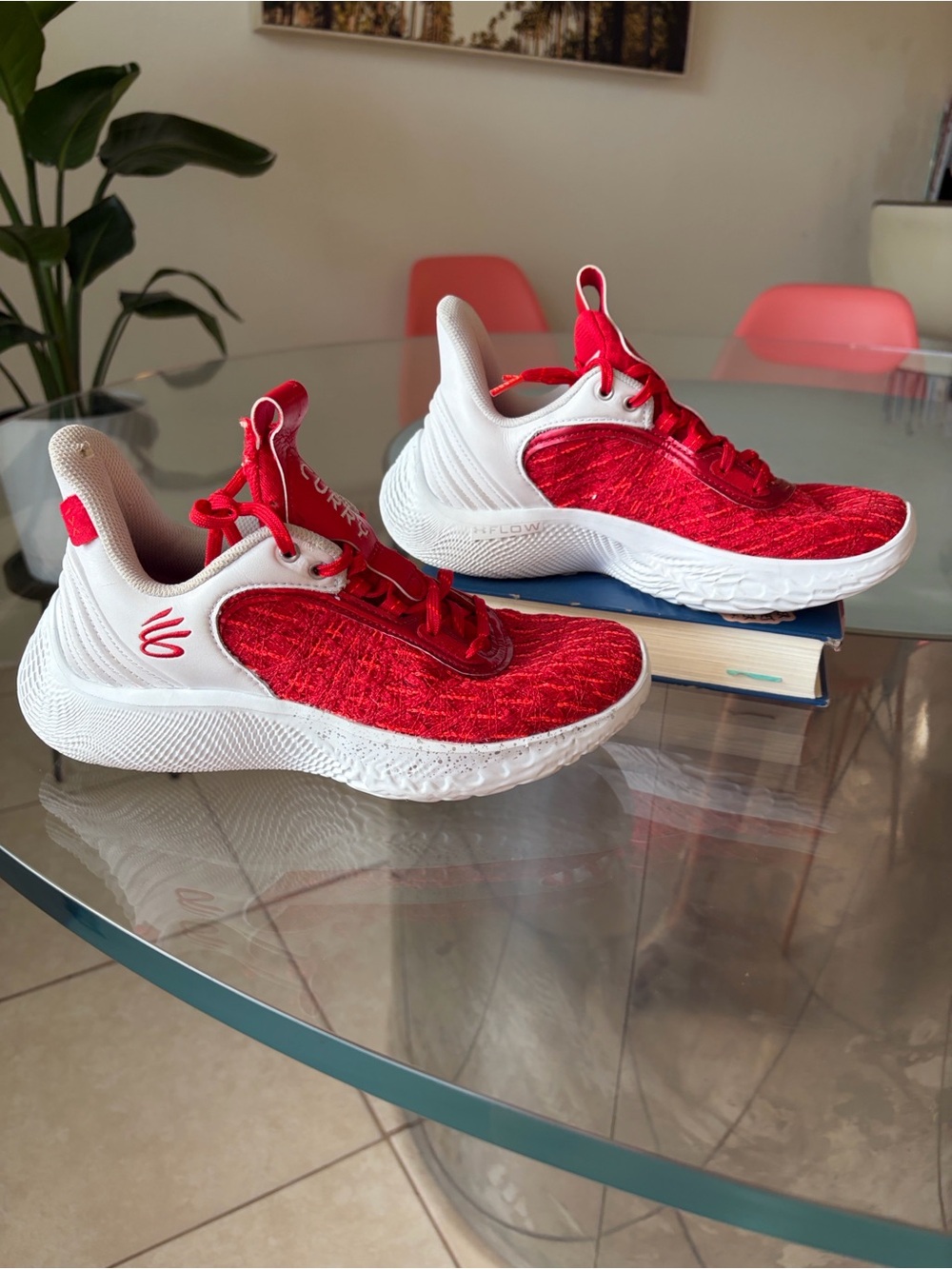 Steph Curry Under Armour Red & Gray Athletic Sneakers Womens size 7.5